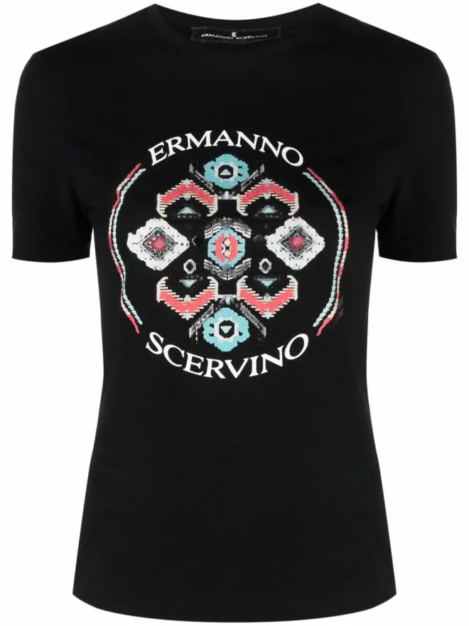 Ermanno Scervino Ermanno Scervino 抽象ロゴプリントTシャツの商品画像