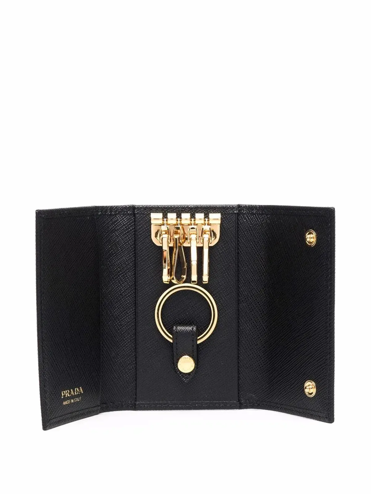 Prada トライアングルロゴ サフィアーノレザー キーホルダーケース - 画像3