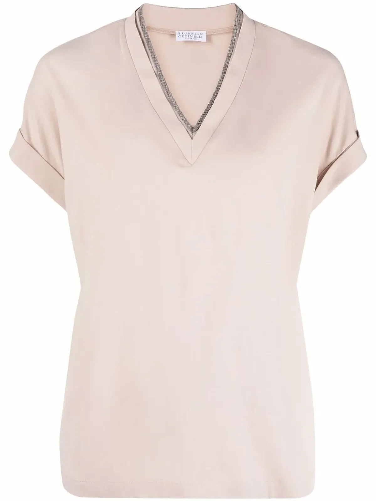 Brunello Cucinelli Vネック ストレッチコットン Tシャツ - 画像1