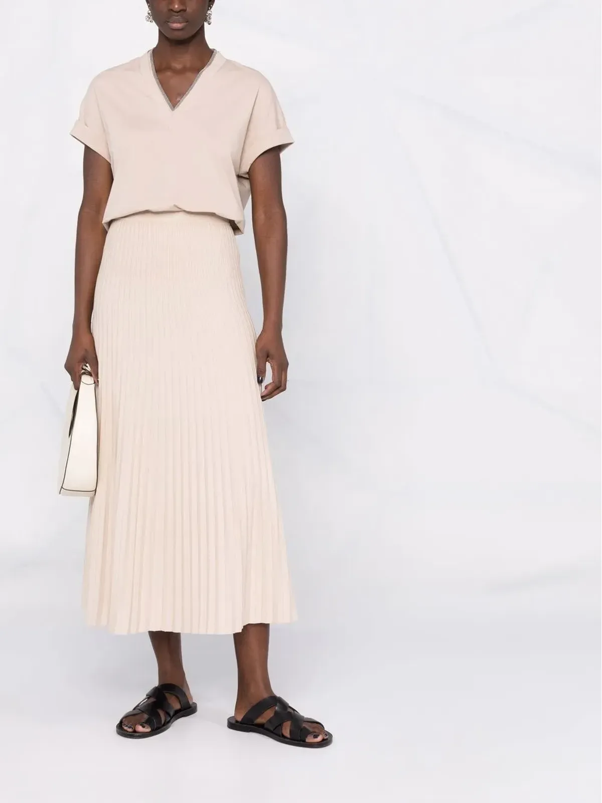 Brunello Cucinelli Vネック ストレッチコットン Tシャツ - 画像2