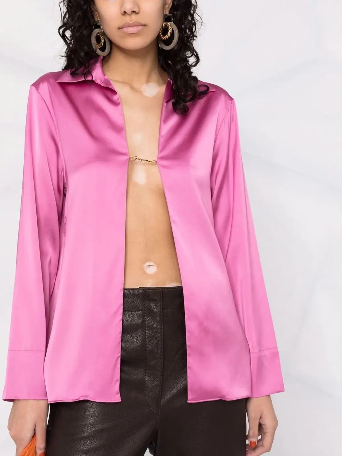 Jacquemus La Chemise Notte satin shirt - Pink - 画像5