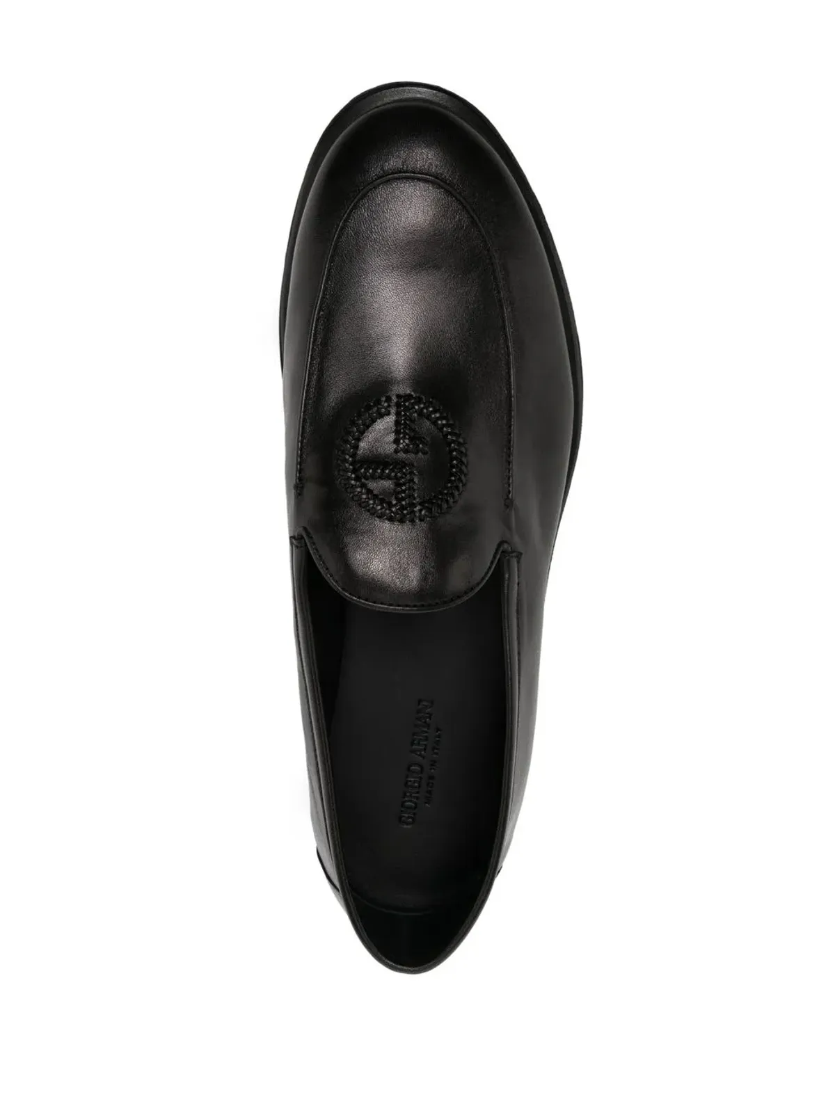 Giorgio Armani 刺繍ロゴ入りレザースリッパ - 画像4