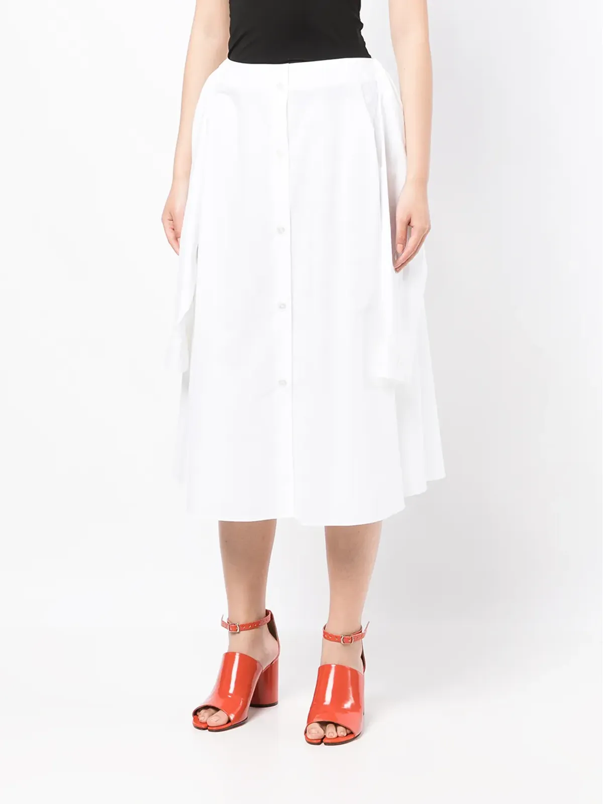 MM6 Maison Margiela ボタンアップ袖リボンウエスト付きスカート - 画像3
