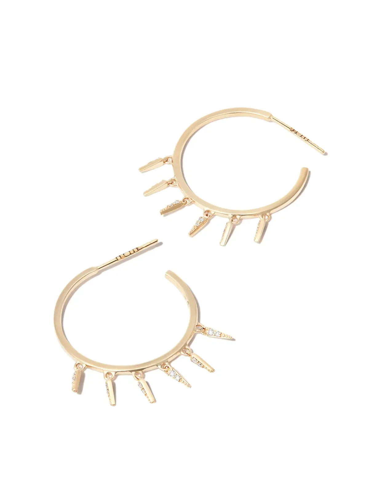 Sydney Evan 14kt yellow gold Fringe diamond hoop earrings - 画像2