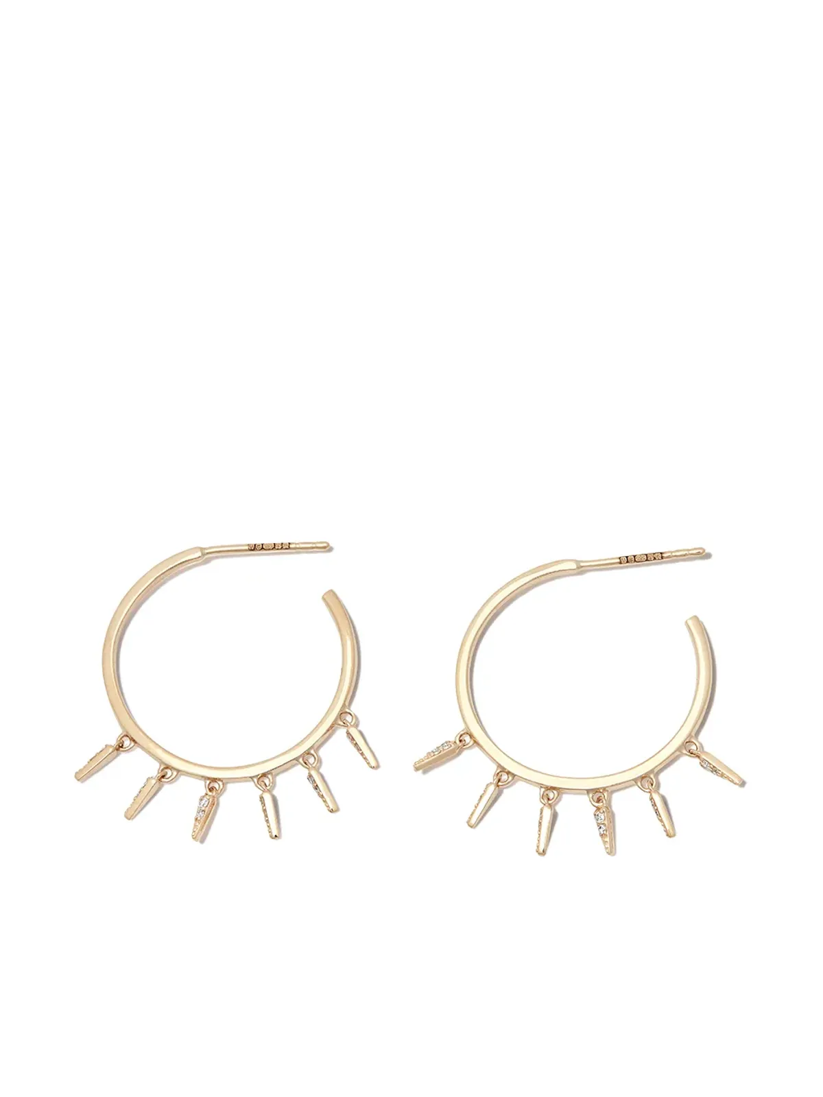 Sydney Evan 14kt yellow gold Fringe diamond hoop earrings - 画像3