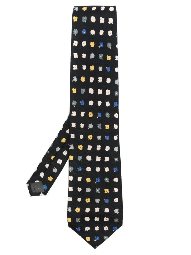 Versace Pre-Owned Versace Pre-Owned 2000年代 花柄プリント シルクタイ ブラックの商品画像
