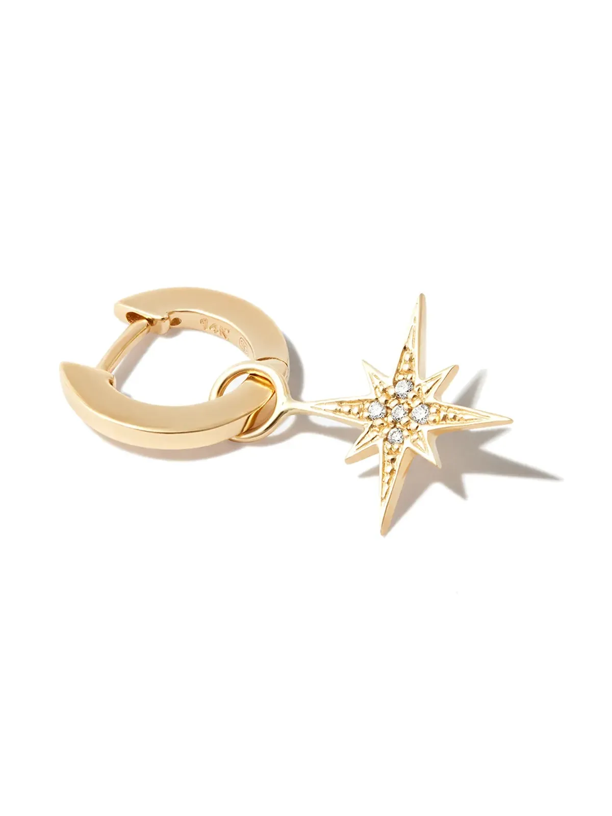 Sydney Evan 18K イエローゴールド スターバースト チャーム ダイヤモンド フープ イヤリング - 画像2