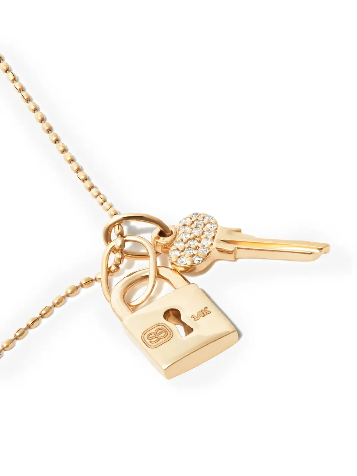 Sydney Evan 14K イエローゴールド ロックキー ダイヤモンド ペンダント ネックレス - 画像3