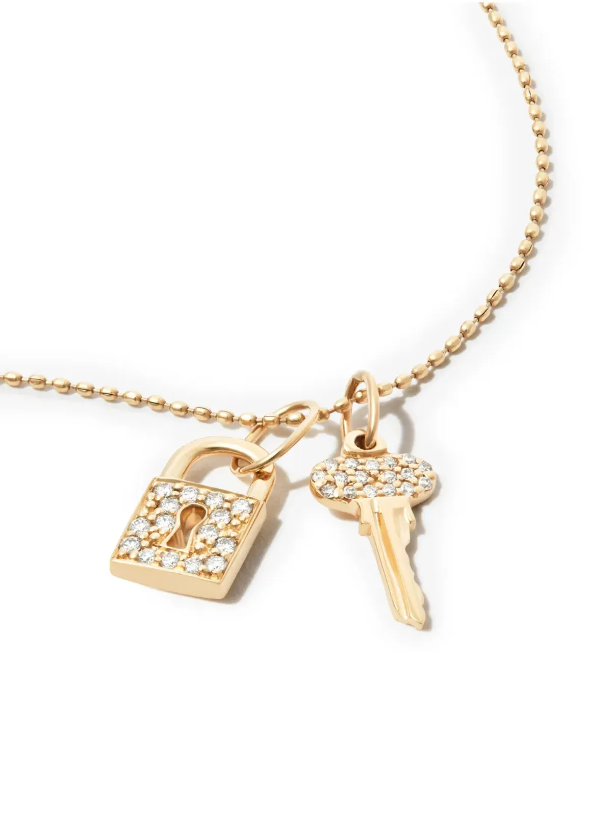 Sydney Evan 14K イエローゴールド ロックキー ダイヤモンド ペンダント ネックレス - 画像4