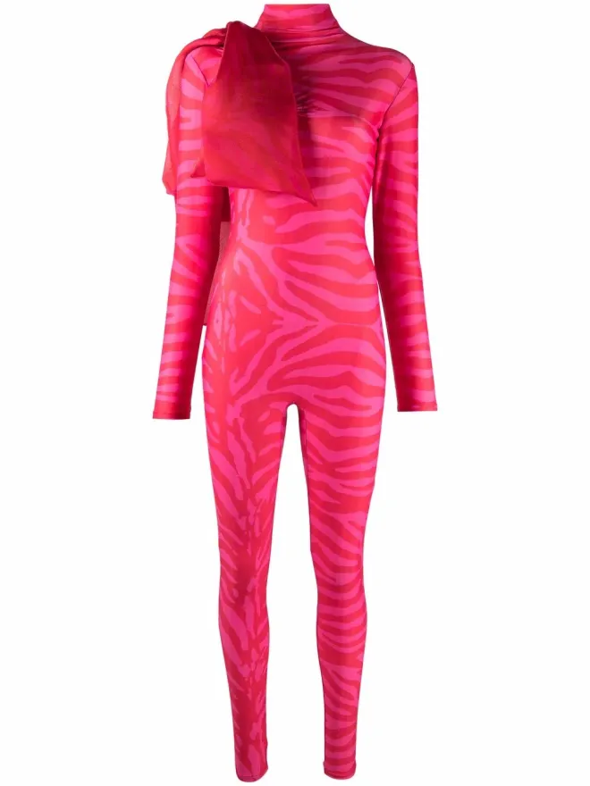 Atu Body Couture Atu Body Couture タイガープリントオーガンザリボンキャットスーツ - Pinkの商品画像
