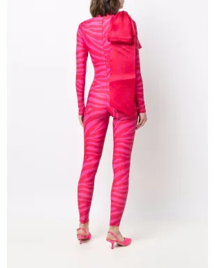 Atu Body Couture タイガープリントオーガンザリボンキャットスーツ - Pink - サムネイル4