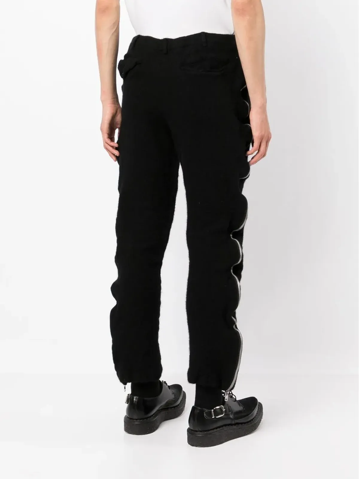 Black Comme Des Garçons ジッパー装飾クロップドパンツ - 画像4