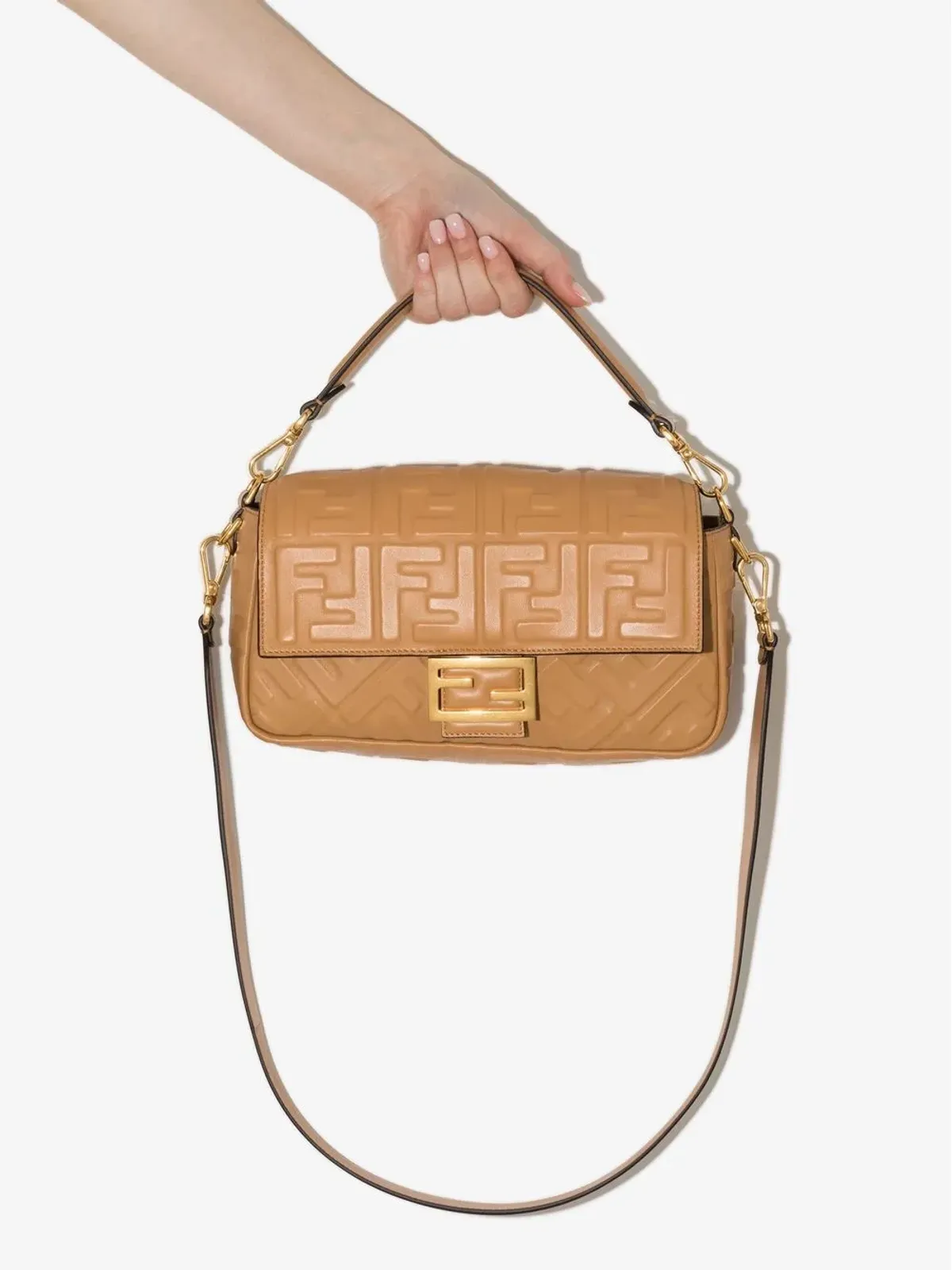 FENDI ロゴエンボス バゲット型ショルダーバッグ - ニュートラル - 画像4