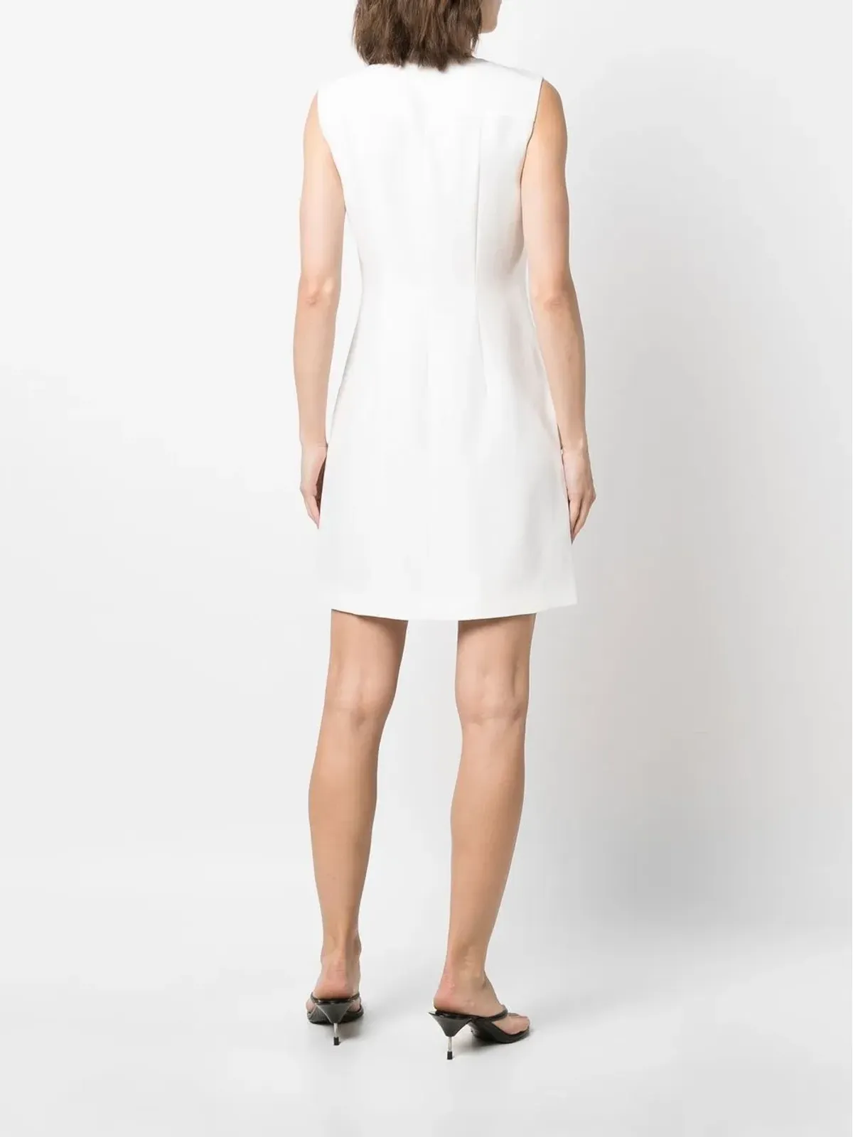 Krizia アシンメトリックボタンアップミディドレス - White - 画像4