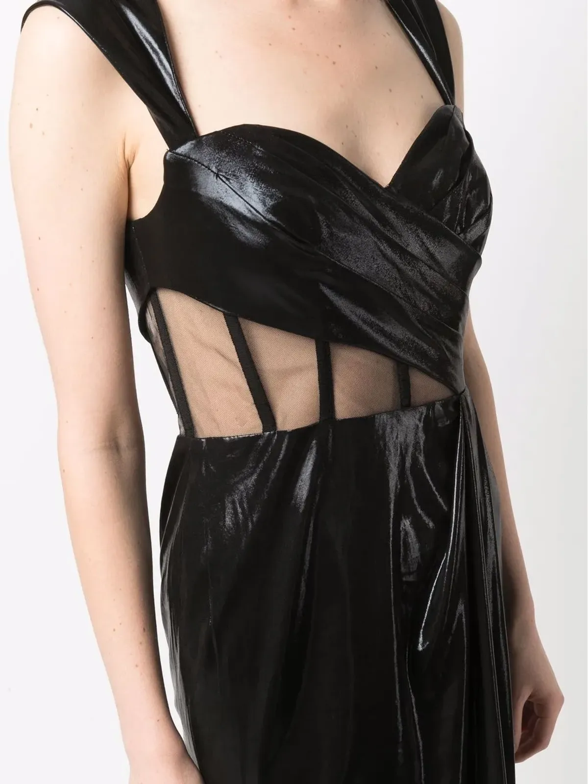 Marchesa Notte シアーパネル ノースリーブ ドレス - 画像5