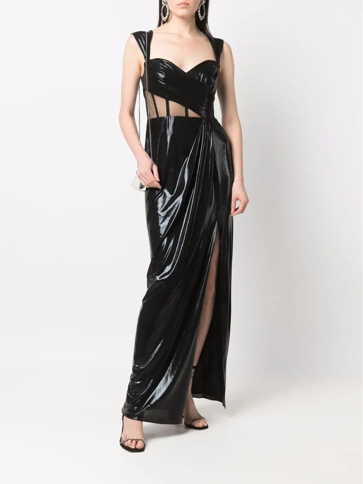 Marchesa Notte シアーパネル ノースリーブ ドレス - 画像2