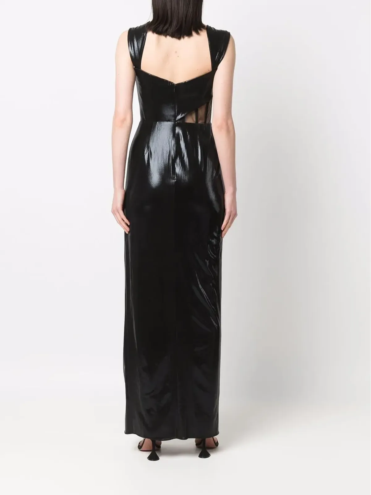 Marchesa Notte シアーパネル ノースリーブ ドレス - 画像4