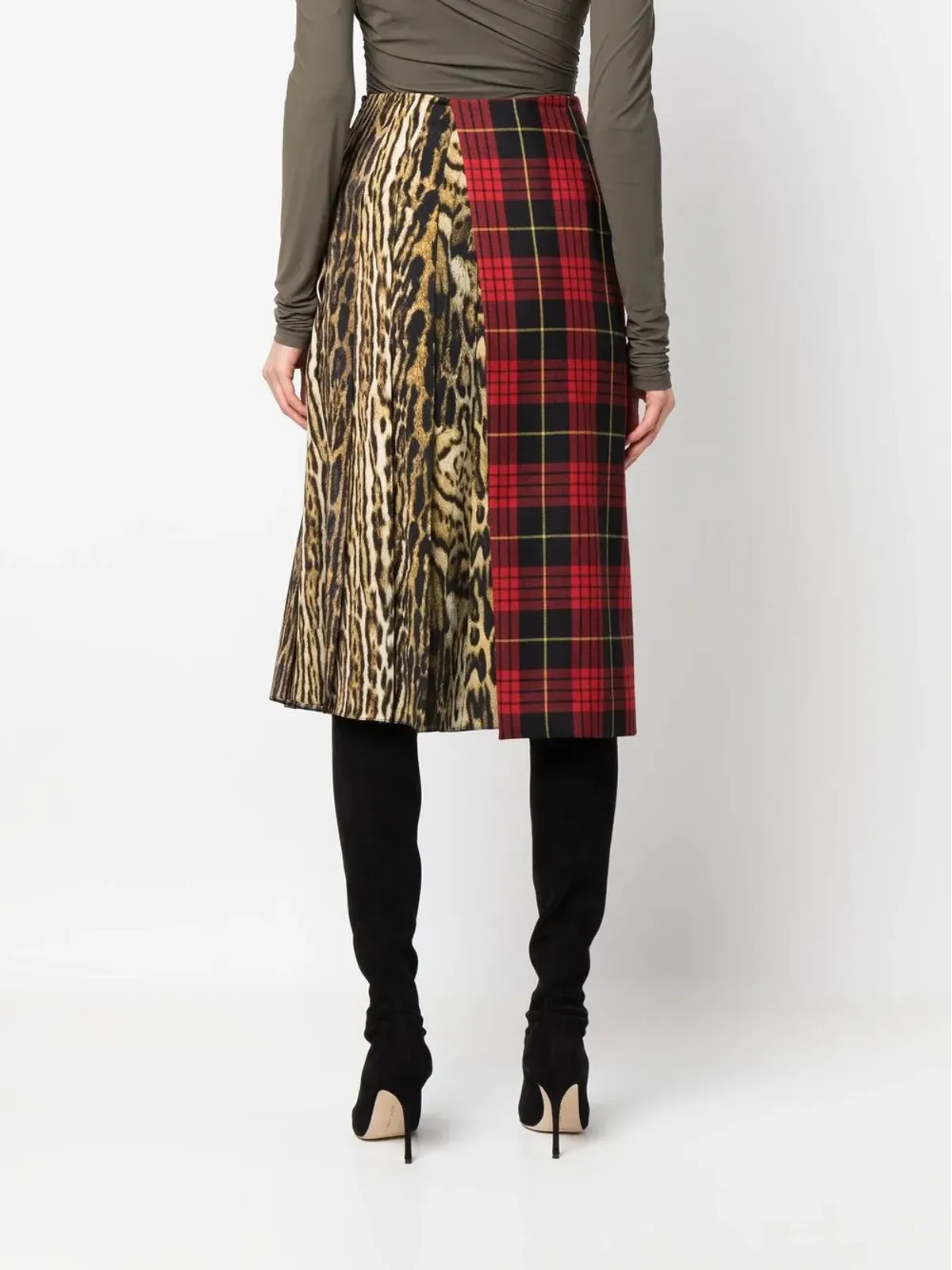 Roberto Cavalli ミックスプリント ミディスカート - 画像4