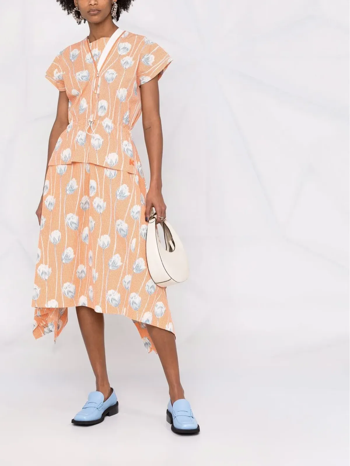 Kenzo グラフィック花柄プリント ギンガム ミディドレス - 画像2