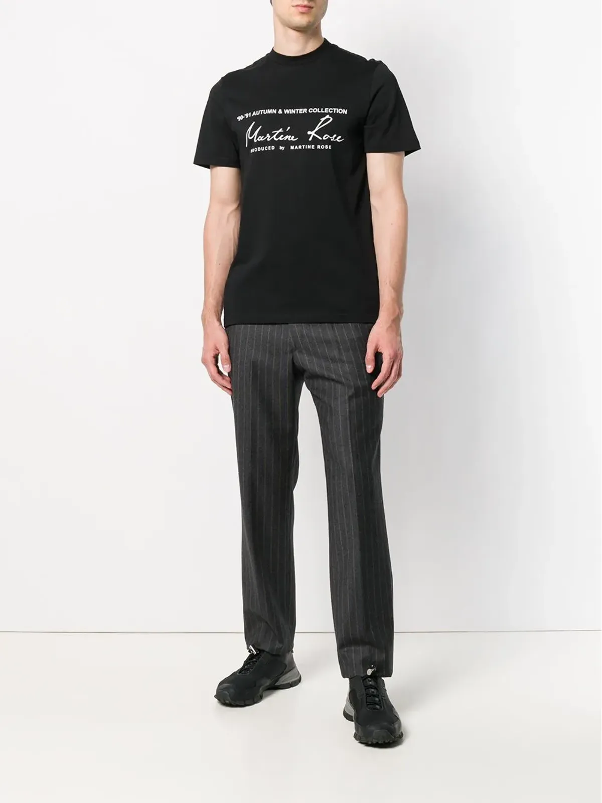 Martine Rose ロゴプリント コットンTシャツ - ブラック - 画像2