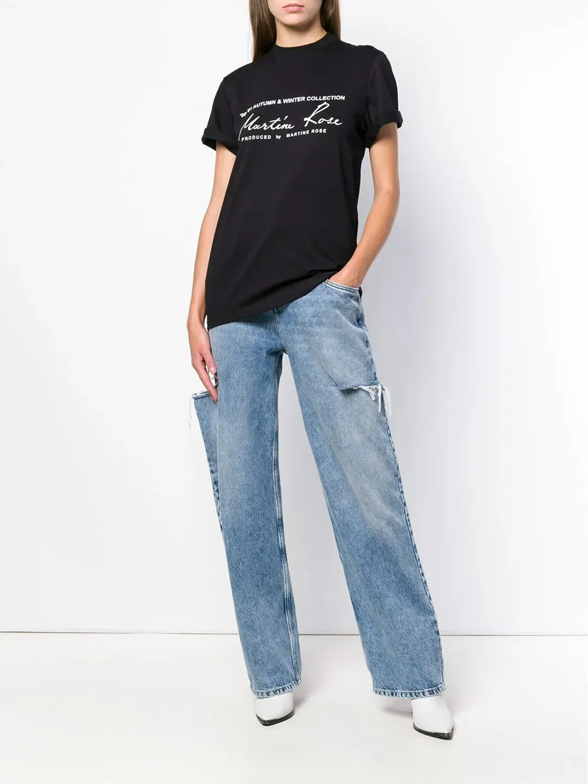 Martine Rose ロゴプリント コットンTシャツ - ブラック - 画像3