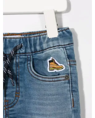 Timberland Kids パッチディテール ドローストリング ウエスト デニムショーツ - サムネイル3