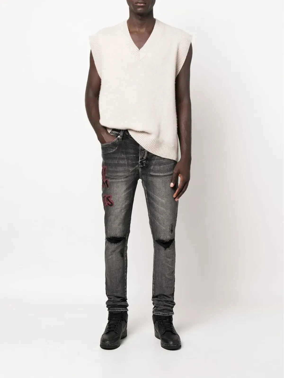 Ksubi スプレーペイント ヴァンウィンクル スキニー ジーンズ - グレー - 画像2