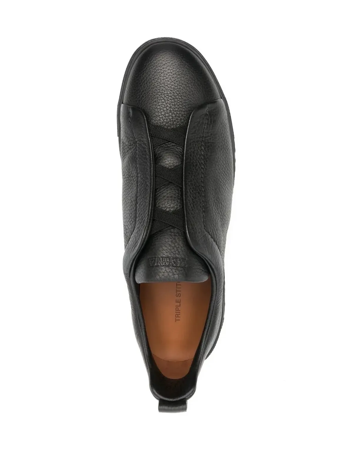 Zegna トリプルステッチ ロートップスニーカー - ブラック - 画像4