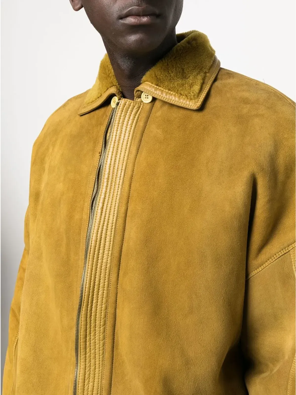 Versace Pre-Owned 1980年代ジップアップシェアリングコート イエロー - 画像5
