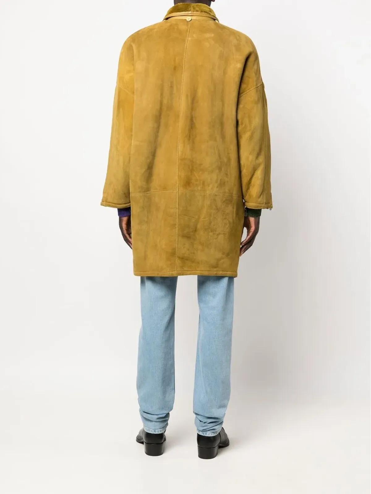 Versace Pre-Owned 1980年代ジップアップシェアリングコート イエロー - 画像4