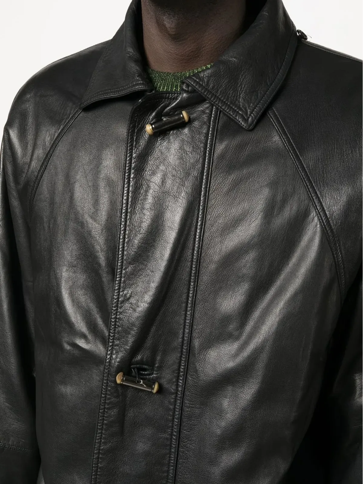 Versace Pre-Owned 1980年代 シングルブレスト レザーコート - 画像5