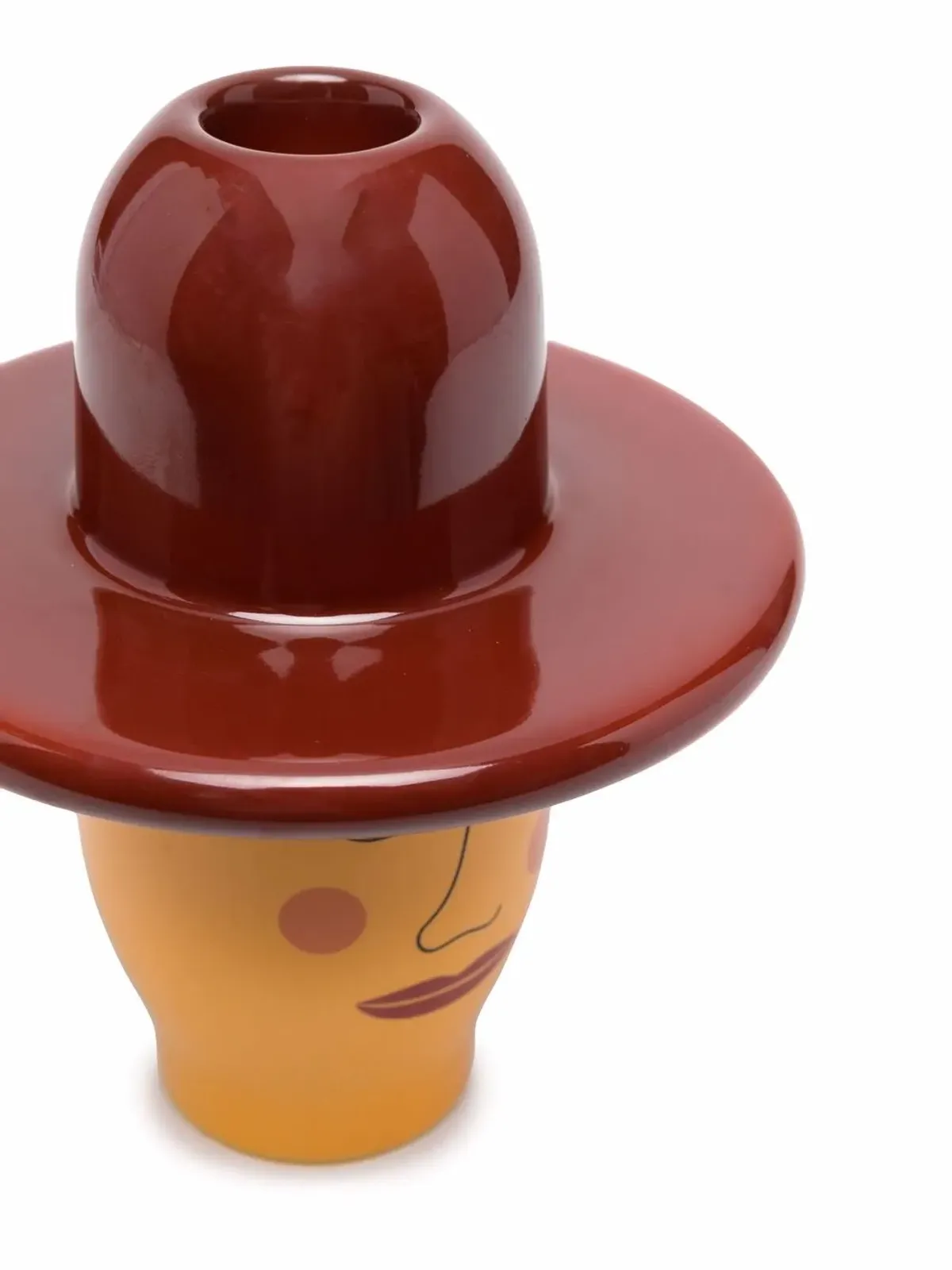 Bosa 顔プリント陶器キャンドルホルダー - レッド - 画像3