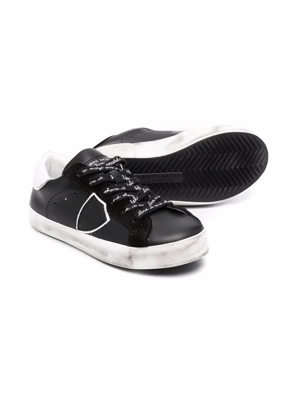 Philippe Model Kids Paris Veau レースアップスニーカー ブラック - 画像2