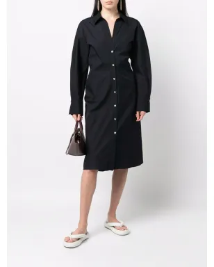 Vince ポインテッドカラー コットン シャツドレス ブルー - サムネイル2