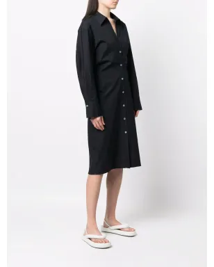 Vince ポインテッドカラー コットン シャツドレス ブルー - サムネイル3