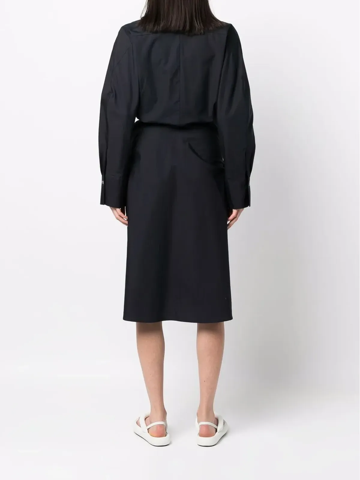 Vince ポインテッドカラー コットン シャツドレス ブルー - 画像4