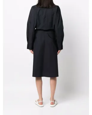 Vince ポインテッドカラー コットン シャツドレス ブルー - サムネイル4