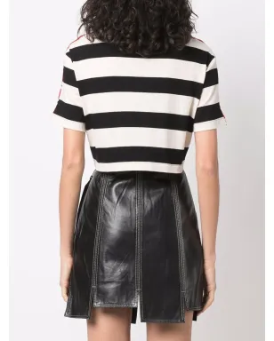 MSGM ストライプ柄 ウエストを絞るタイ付き Tシャツ - レッド - サムネイル4