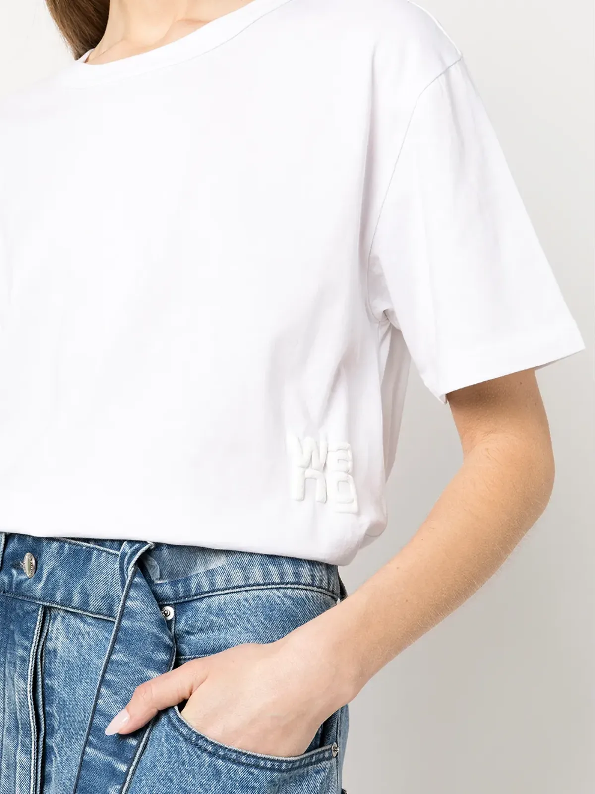 Alexander Wang ラバーライズド・ロゴ コットン Tシャツ - White - 画像5