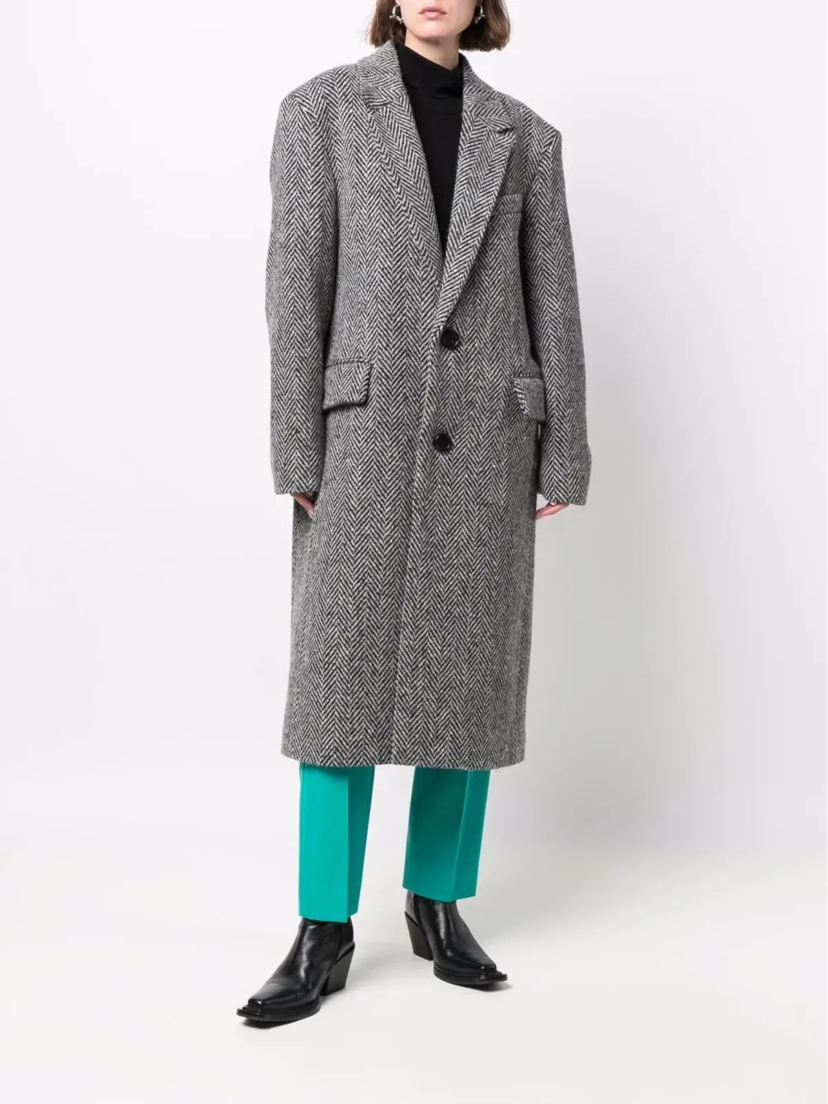 AMI Paris チェボン柄シングルブレストコート - グレー - 画像3
