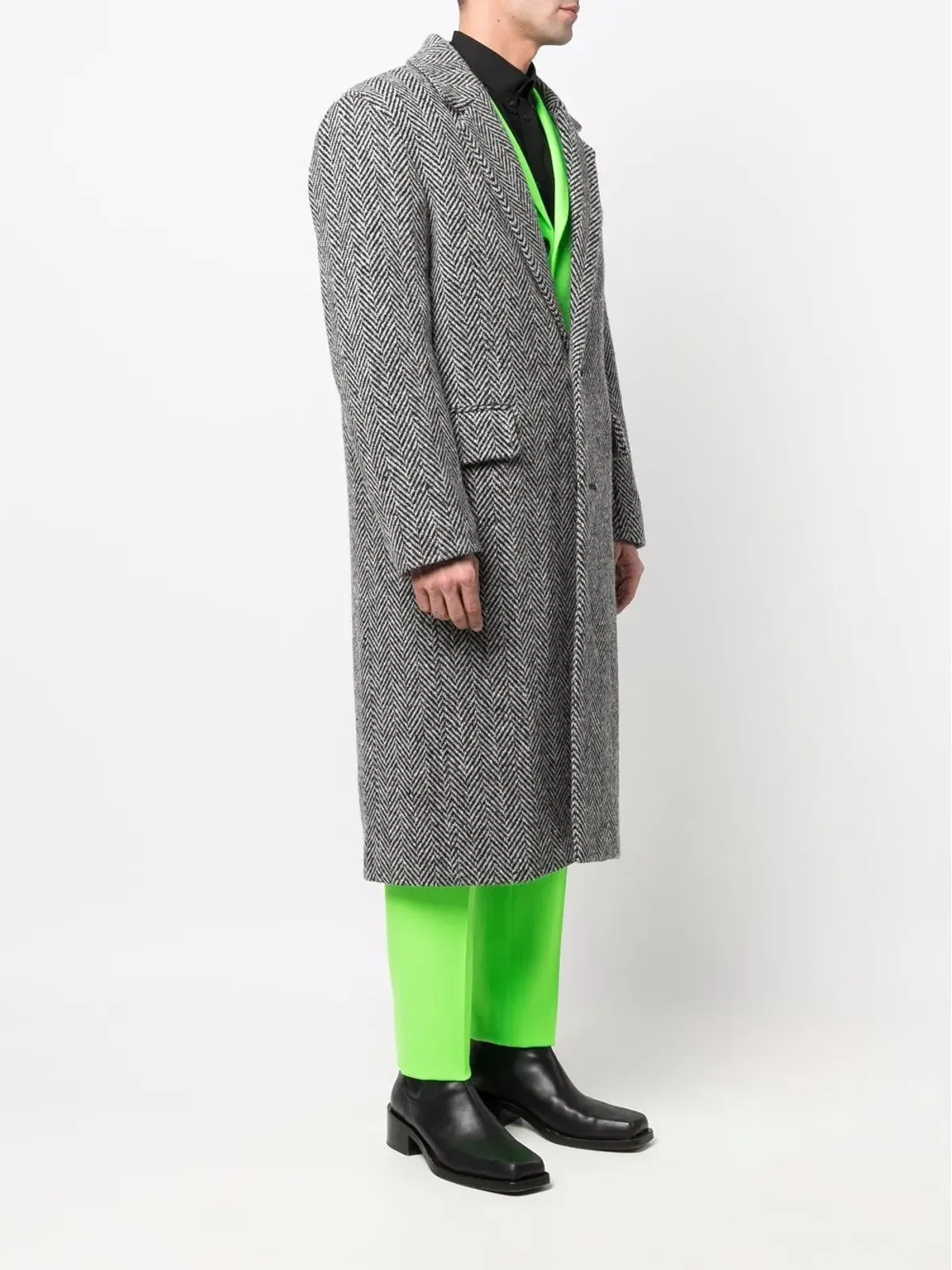 AMI Paris チェボン柄シングルブレストコート - グレー - 画像4