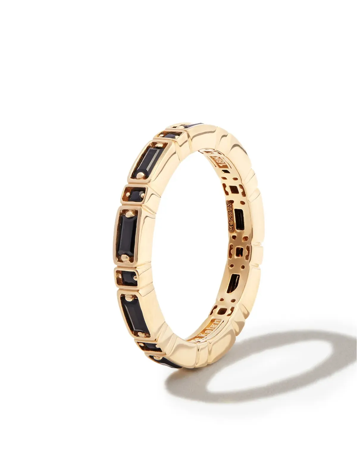 Suzanne Kalan 18K イエローゴールド インレイ 横向きサファイア エタニティ バンド リング - 画像3