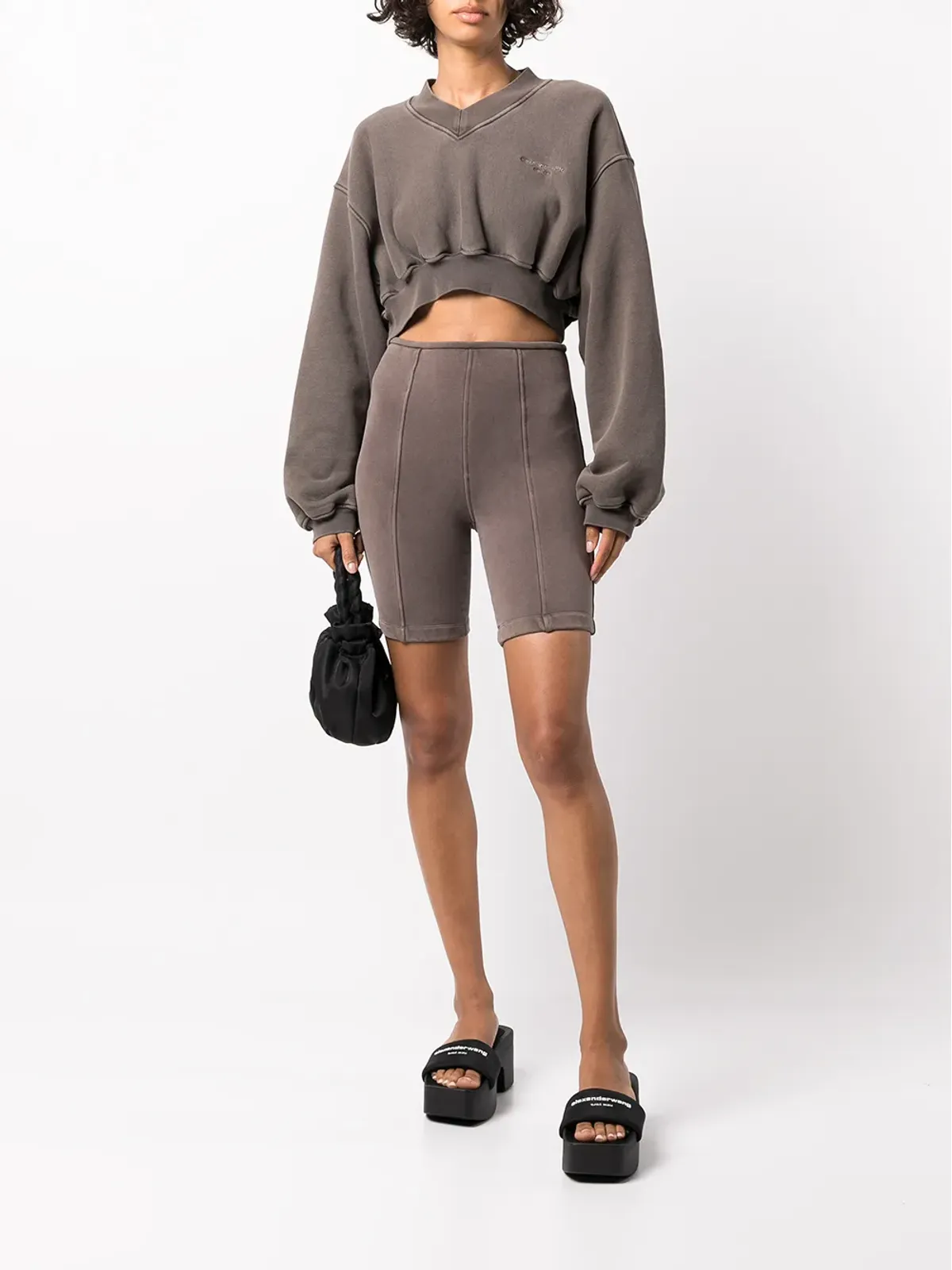 Alexander Wang ハイウェスト コットン サイクリングショーツ - ブラウン - 画像2