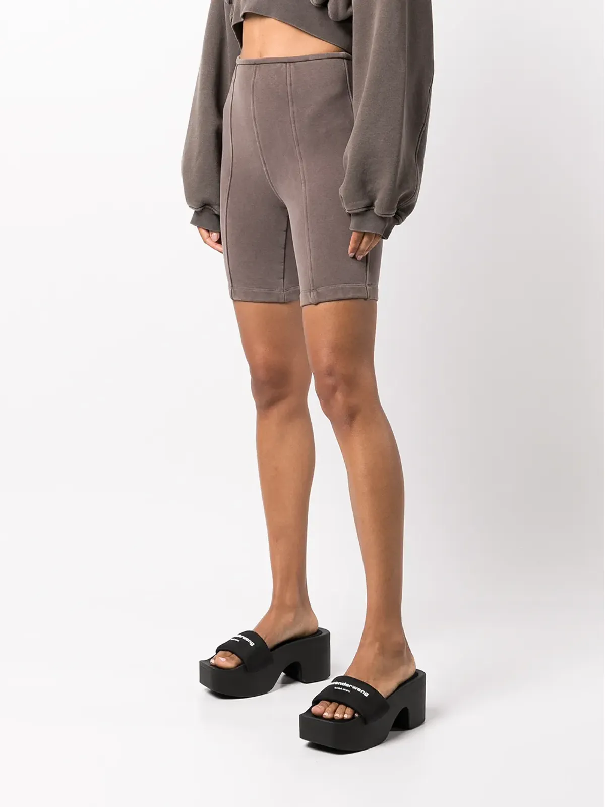 Alexander Wang ハイウェスト コットン サイクリングショーツ - ブラウン - 画像3