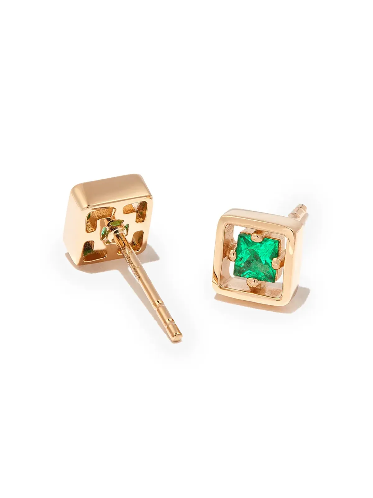 Suzanne Kalan 18金 イエローゴールド インレイ エメラルド スタッド ピアス - 画像2