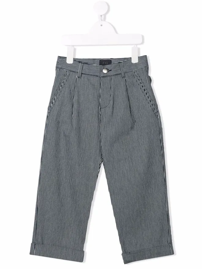 Fay Kids Fay Kids striped straight-leg chinos - Blueの商品画像