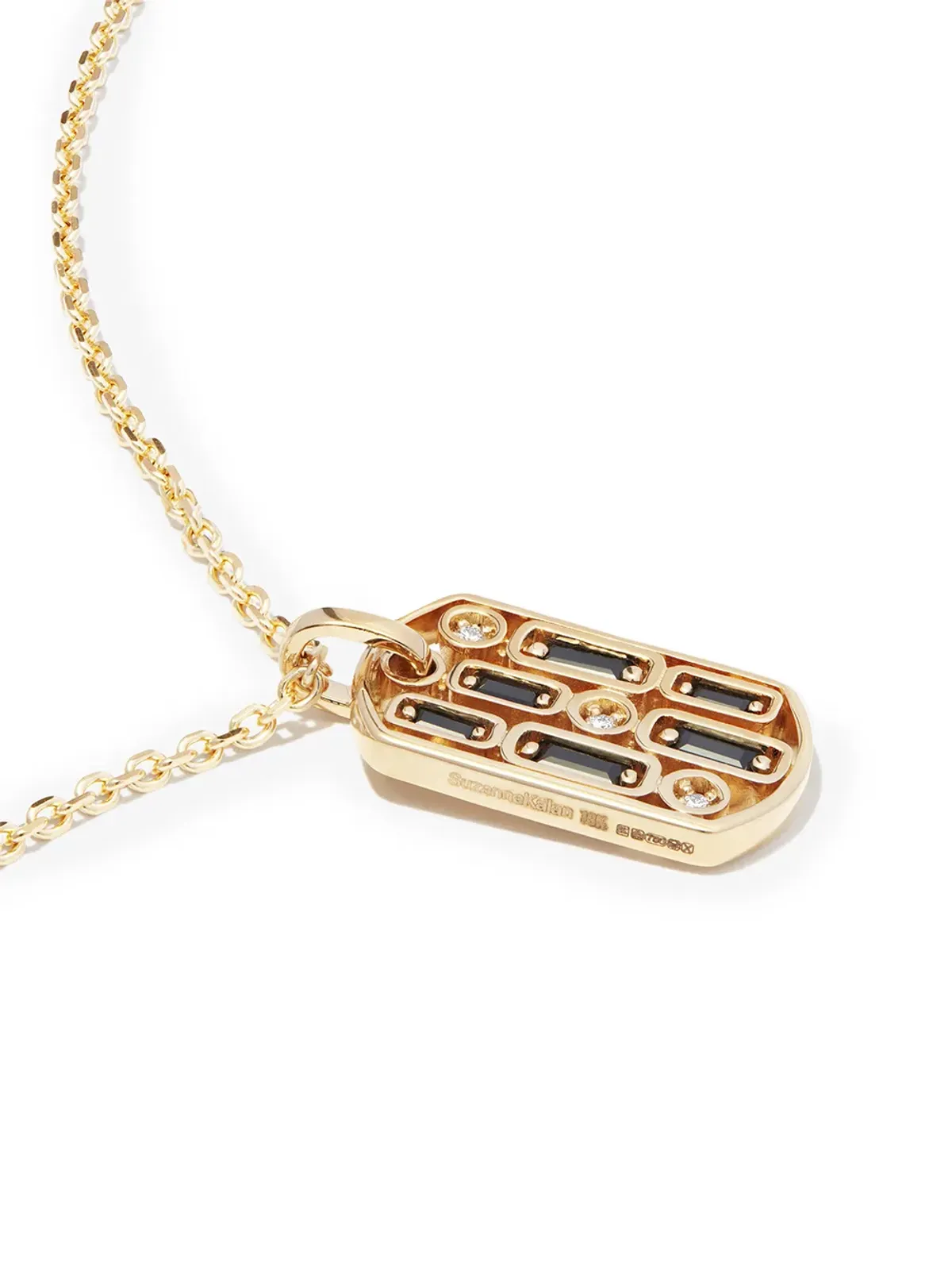 Suzanne Kalan 18kt イエローゴールド インレイ サファイア ドッグタグ ペンダント ネックレス - 画像3
