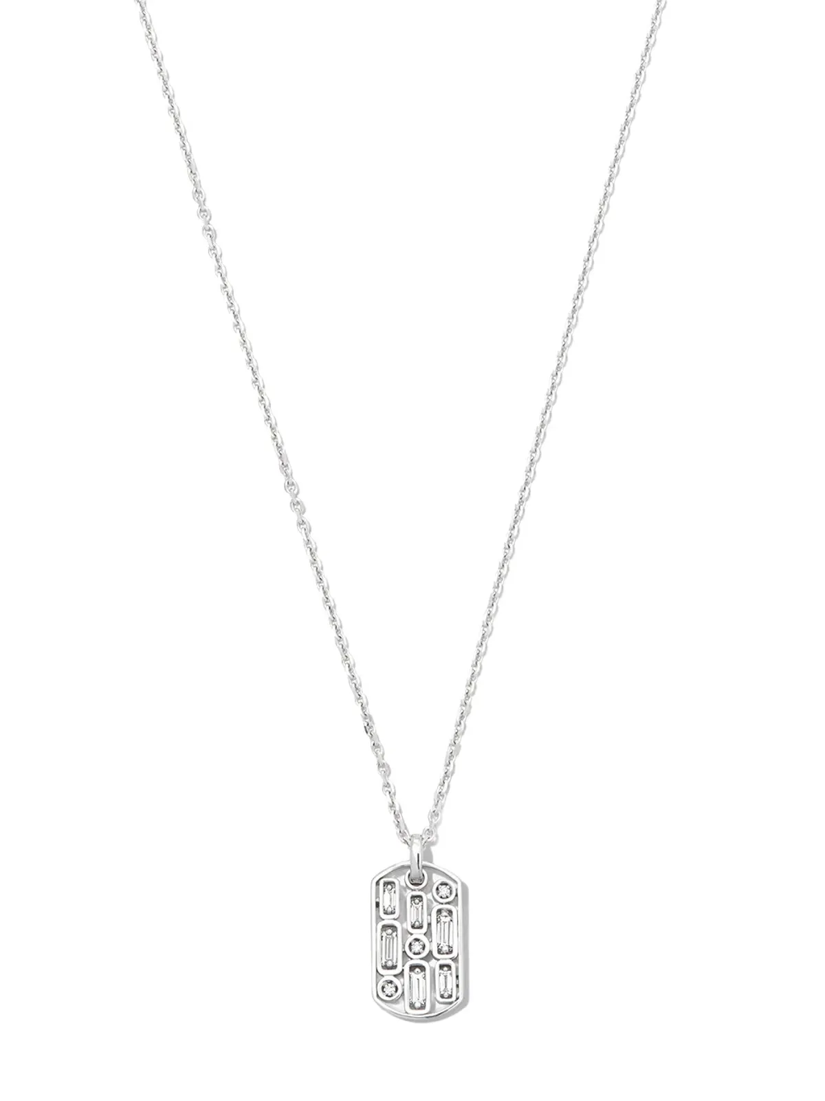Suzanne Kalan 18ktホワイトゴールド インレイ ダイヤモンド ドッグタグ ペンダント ネックレス - 画像1
