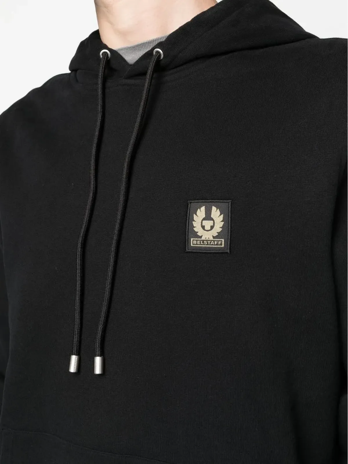 Belstaff ロゴパッチ ドローストリングフードパーカー - ブラック - 画像5