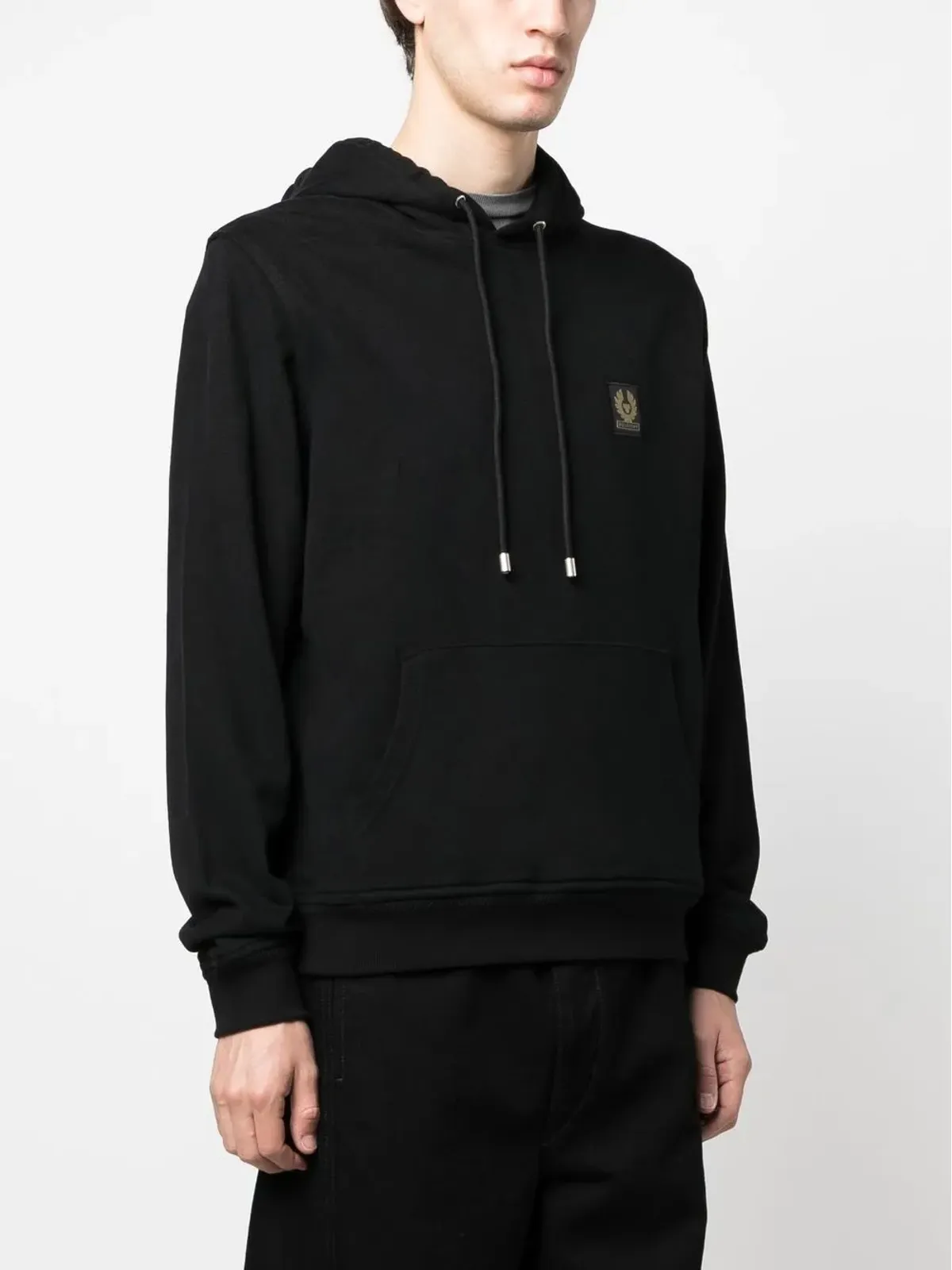 Belstaff ロゴパッチ ドローストリングフードパーカー - ブラック - 画像3